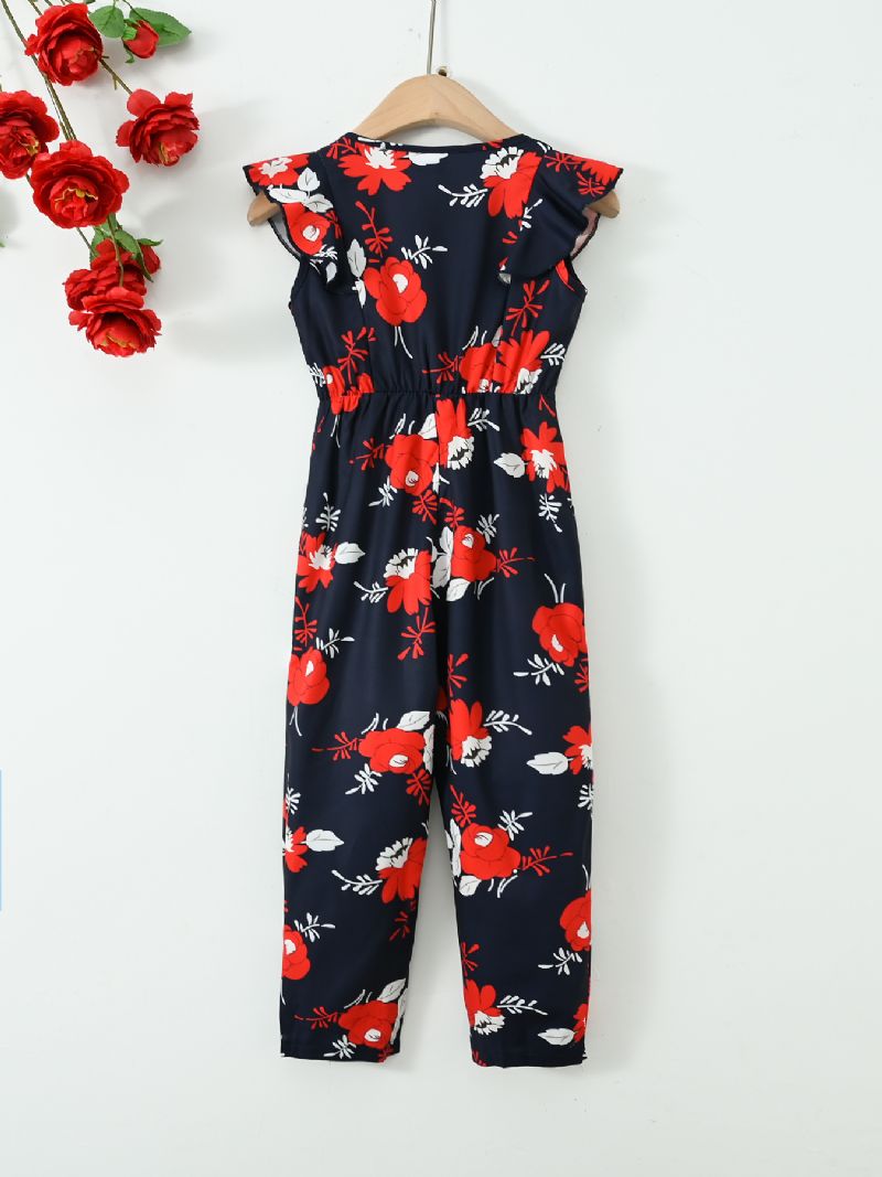 Elegáns Ujjatlan Virágmintás Lányok Jumpsuitek