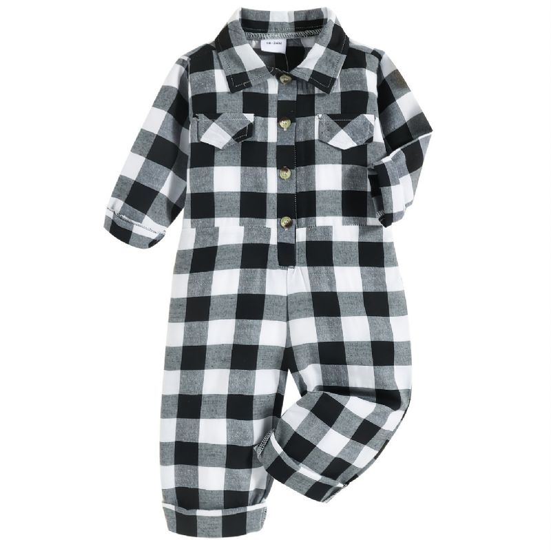 Gyerek Jumpsuit Gingham Dekorral Őszre És Télre Új