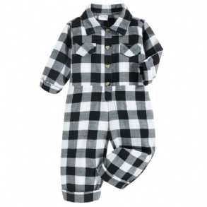 Gyerek Jumpsuit Gingham Dekorral Őszre És Télre Új