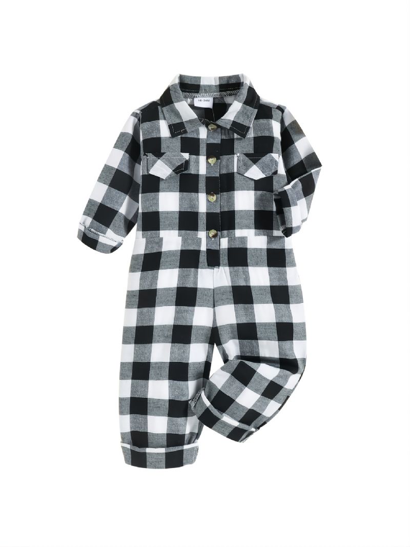 Gyerek Jumpsuit Gingham Dekorral Őszre És Télre Új