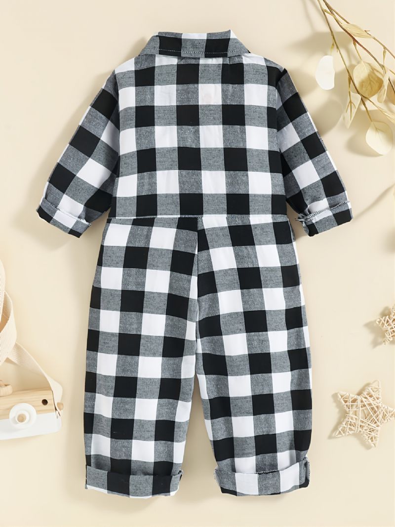 Gyerek Jumpsuit Gingham Dekorral Őszre És Télre Új