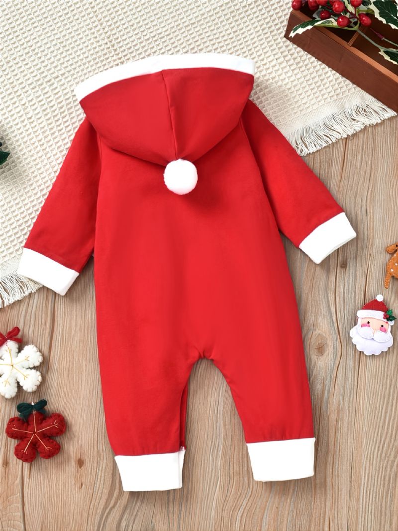 Lányok Fiúk Kapucnis Jumpsuits Szlogennel: My 1st Christmas