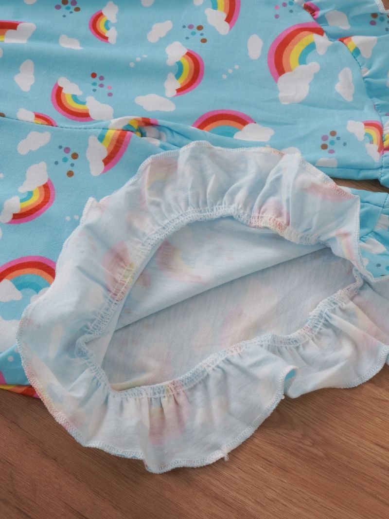 Lányok Rainbow Cloud Print Függőnadrágos Kombiné