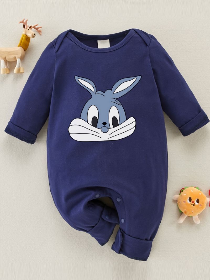 Newborn Infant Rabbit Print Romper Hosszú Ujjú Jumpsuit Kisfiúknak Lányoknak Tipegő Ruhák