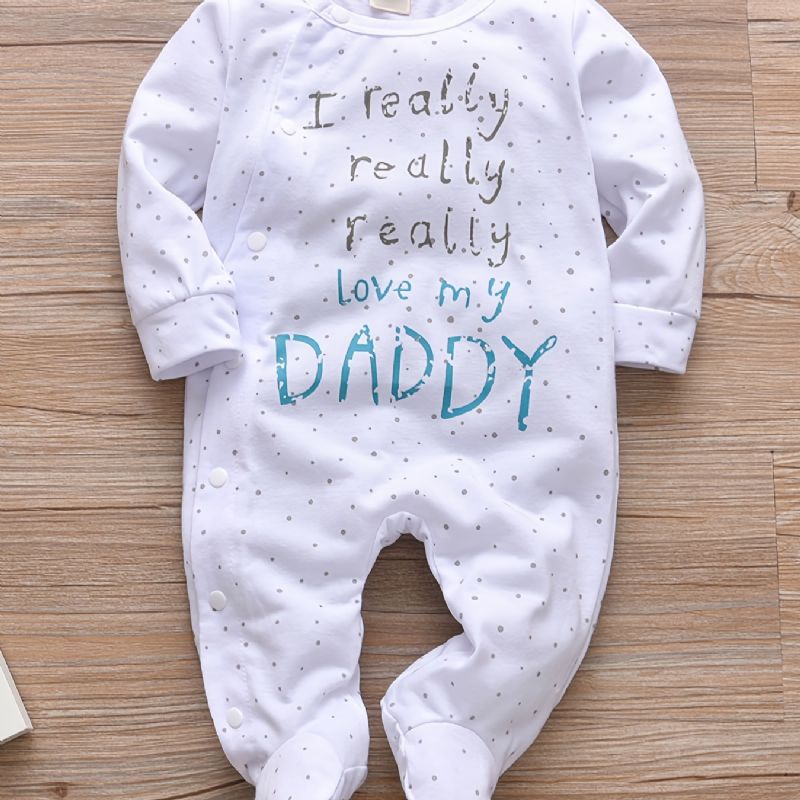 Newborn Infant Romper Letter Print Hosszú Ujjú Jumpsuit Bébi Fiúk Lányok