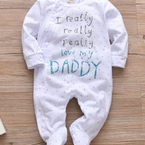 Newborn Infant Romper Letter Print Hosszú Ujjú Jumpsuit Bébi Fiúk Lányok