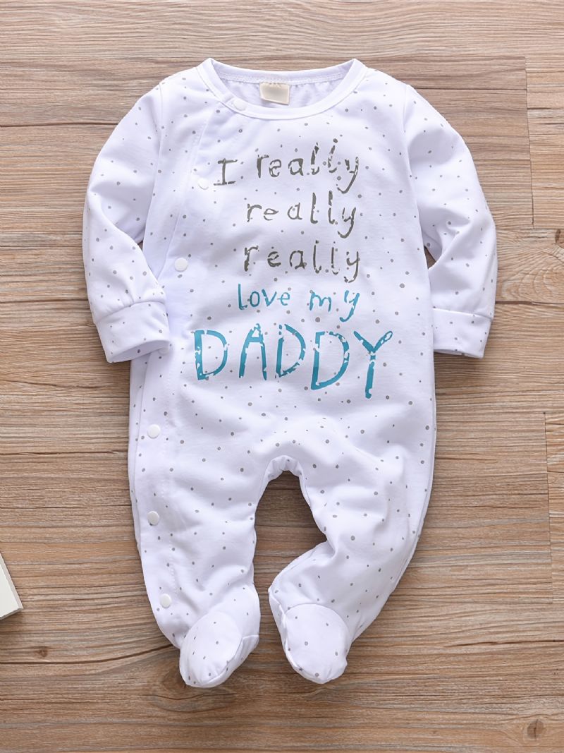 Newborn Infant Romper Letter Print Hosszú Ujjú Jumpsuit Bébi Fiúk Lányok