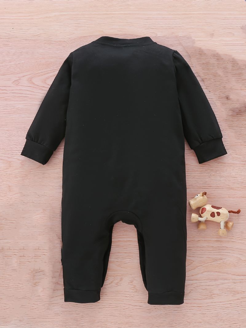 Toddler Bébi Jumpsuit Letter Print Kerek Nyakú Hosszú Ujjú Nadrág Fiúknak Lányoknak