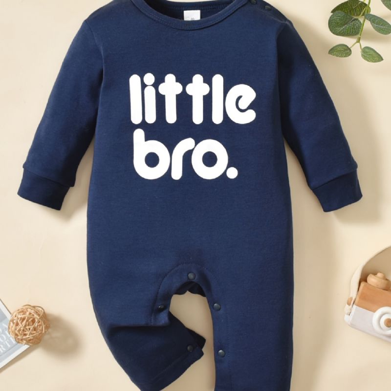 Toddler Bébi Jumpsuit Letter Print Kerek Nyakú Hosszú Ujjú Nadrág Fiúknak Lányoknak