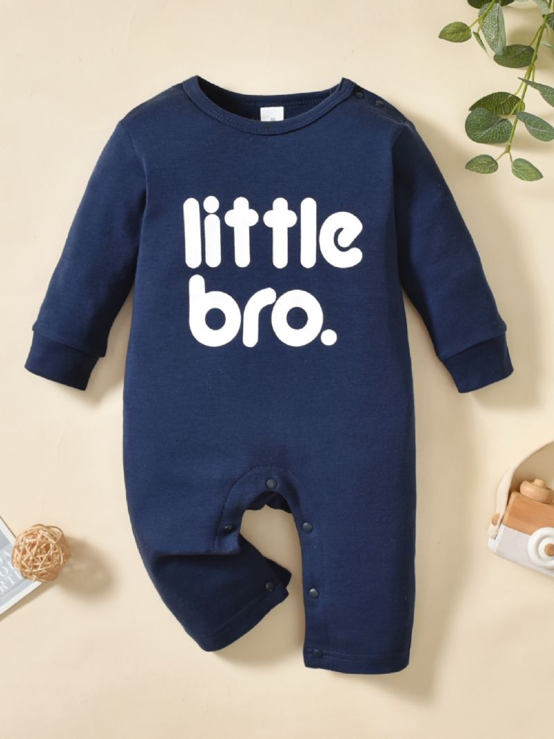 Toddler Bébi Jumpsuit Letter Print Kerek Nyakú Hosszú Ujjú Nadrág Fiúknak Lányoknak