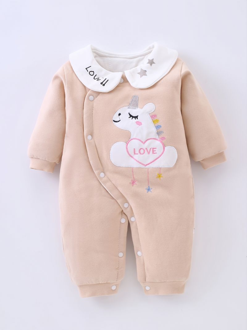 Toddler Bébi Meleg Jumpsuit Unicorn Print Kereknyakú Hosszú Ujjú Romper Fiúknak Lányoknak