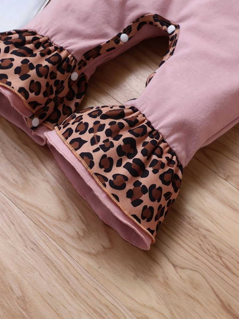 Újszülött Csecsemő Leopard Splicing Romper Hosszú Ujjú Fodros Jumpsuit Toddler Baba Fiúknak Lányok Tipegő Ruhák