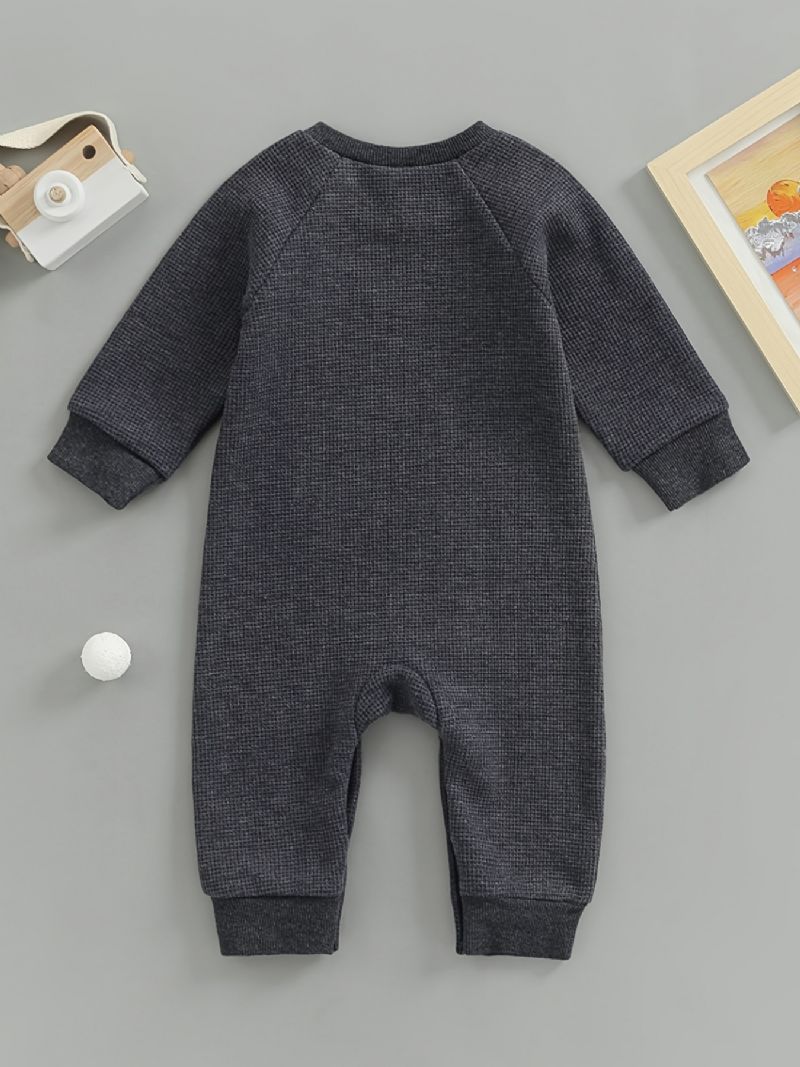 Uniszex Bébi Solid Kötött Hosszú Ujjú Jumpsuit Télre