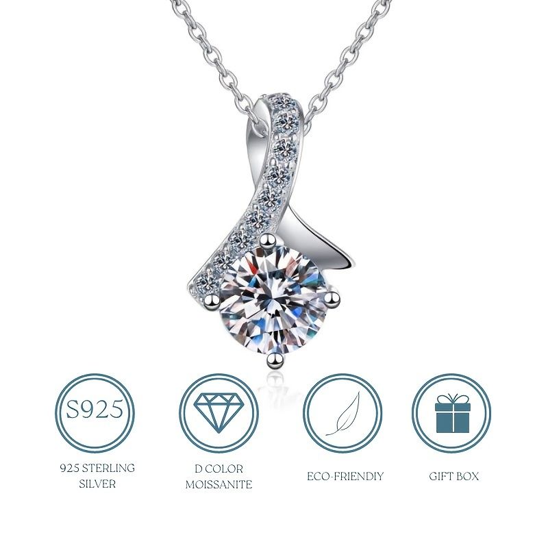 Moissanite Halszálkás Nyaklánc Elegáns Szerelem Medál Ajándék Női Lányoknak