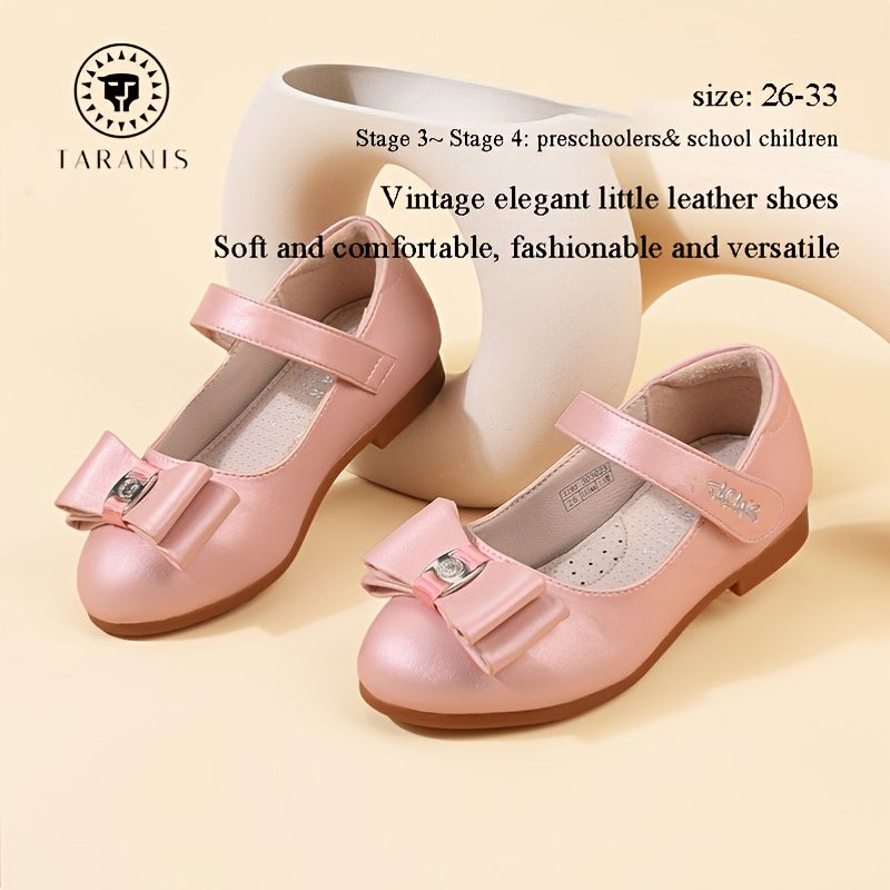 Lányok Karácsonyi Ajándék Vintage Elegáns Masni Bőr Mary Jane Flats Autumn