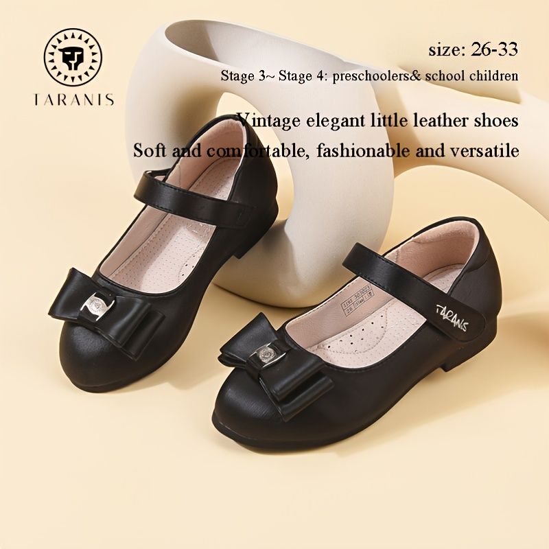 Lányok Karácsonyi Ajándék Vintage Elegáns Masni Bőr Mary Jane Flats Autumn