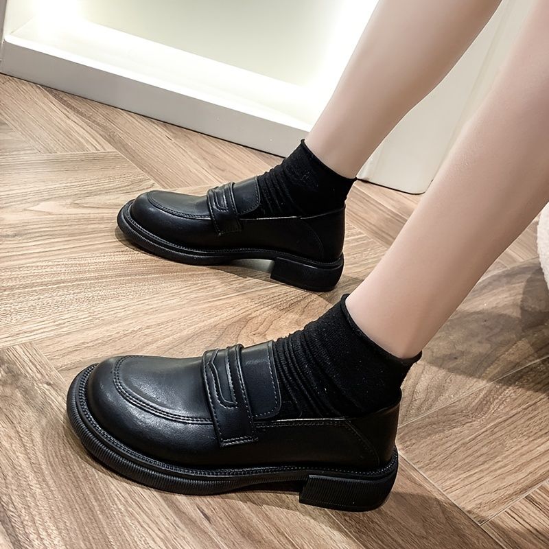 Női Slip On Tömör Műbőr Naplopók Lányok Lolita Cipők College Gothic Platform Minőségi