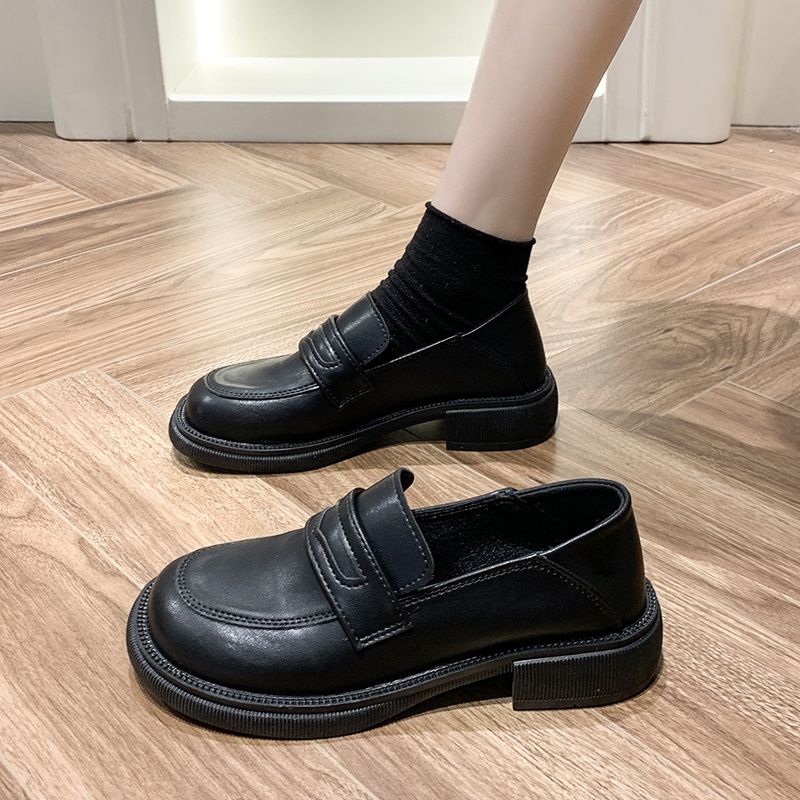 Női Slip On Tömör Műbőr Naplopók Lányok Lolita Cipők College Gothic Platform Minőségi