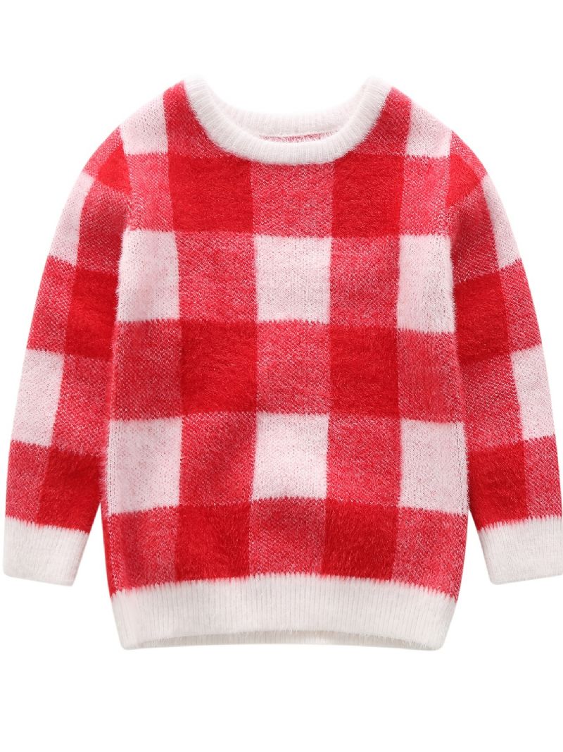 Bébi Lányok Geometric Pattern Preppy Pullover Meleg Pulóver Gyerekeknek