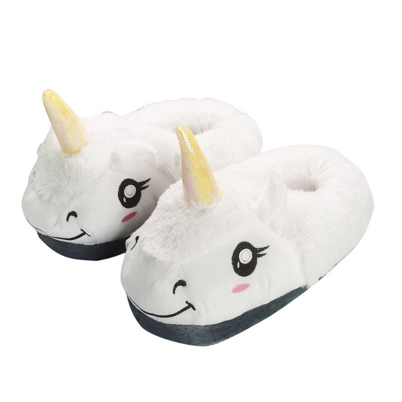 Unisex Unicorn Design Felbújós Papucsok Puha Talpú Csúszásgátló Plüss Csúszdák Télre