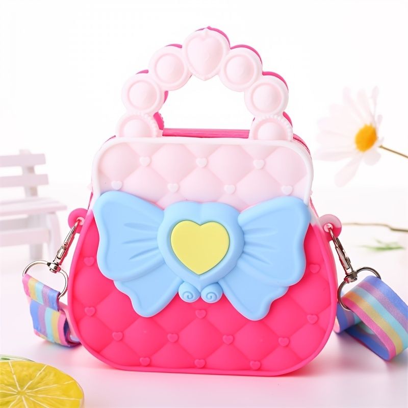 Gyerek Lány Szilikon Kézitáska Princess Bow Messenger Bag Érme Pénztárca Crossbody Táska