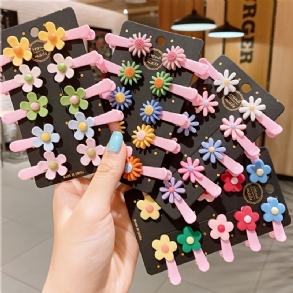 10db Lányok Hair Clip Flower Hajtű Oldalsó Hajkiegészítők