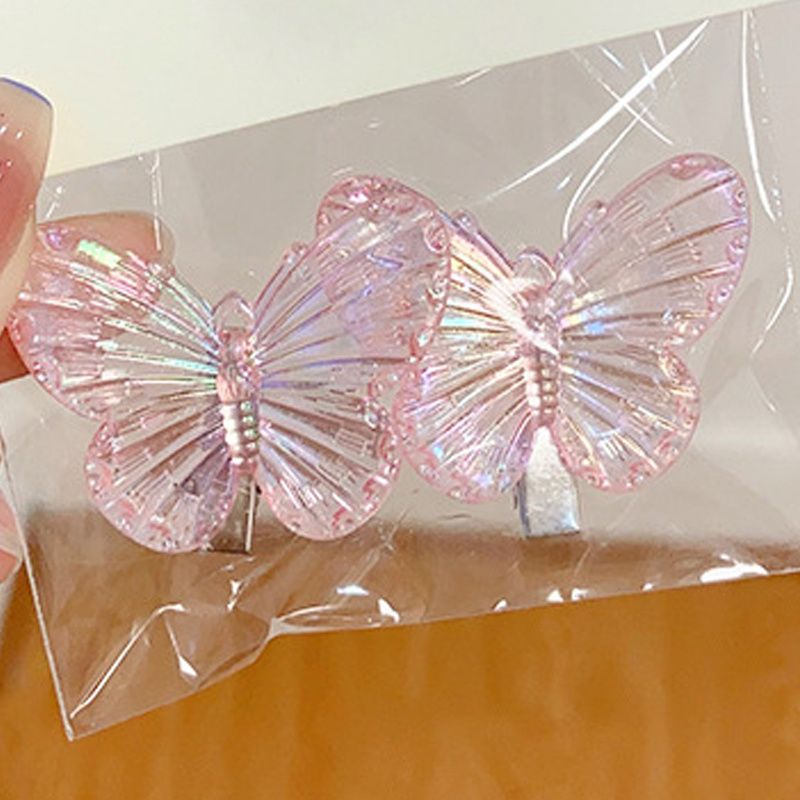 2db Lányok Cute Butterfly Hair Clips Clear Pins For Children