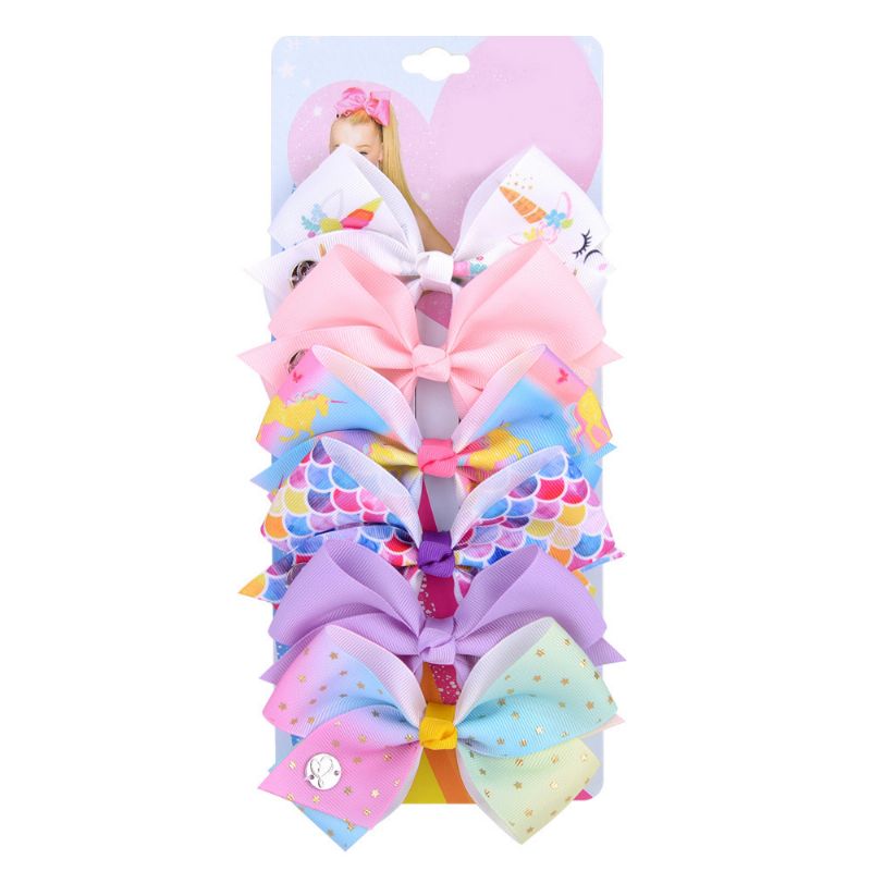 6db Készlet Kids Sweet Butterfly Flower Print Csomó Hajkiegészítő Szett Hajkapcsok