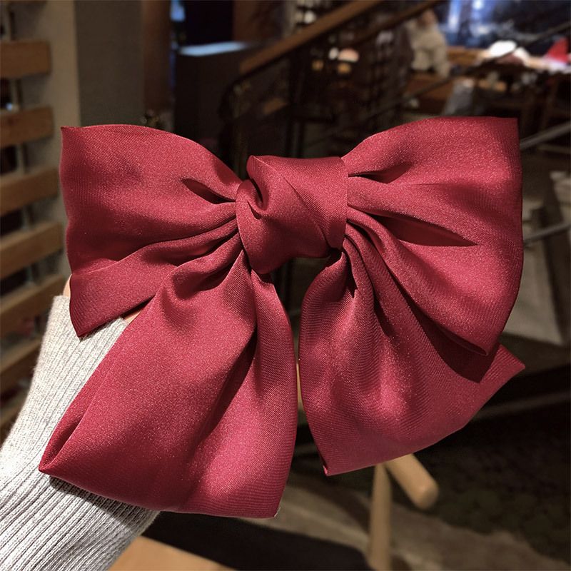 Bow Hair Barrettes Szatén Egyszínű Klipek Női Lányoknak Hajkiegészítők