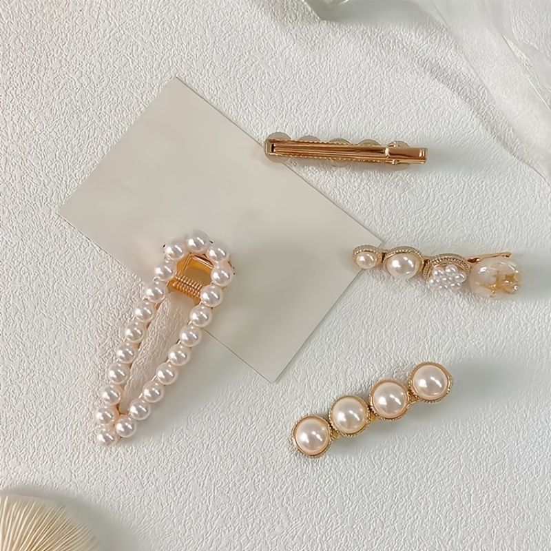 Faux Pearl Hajcsipeszek Divatos Lányoknak Elegáns Hajcsavar Hosszú Hajra Rövid Női 6db Készlet