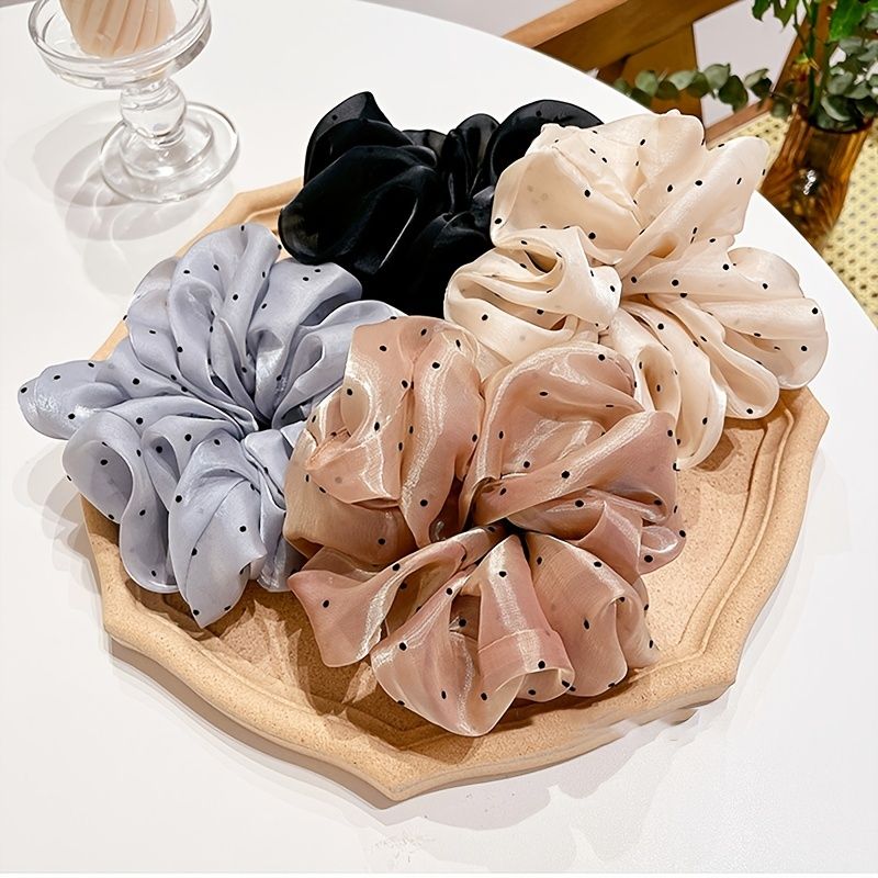 Pöttyös Satin Hair Scrunchie Hajkiegészítők Ajándékkészlet Koszorúslány Konty Tartó És Készítő Lányoknak Alvó Parti Ajándékcsomag