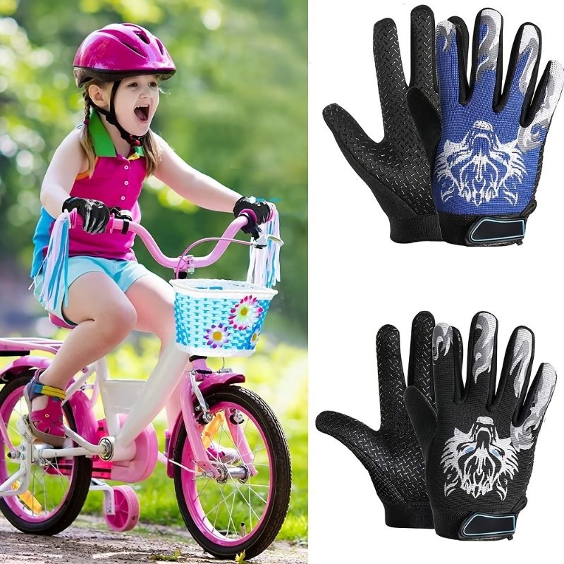 1 Pár Gyerek Kerékpáros Kesztyű Full Finger Gyermek Sportkesztyű Csúszásmentes Légáteresztő Horgászkesztyű Szabadtéri Sportokhoz Lovagláshoz Kempingezéshez Hegymászáshoz Parkourhoz