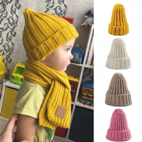 Bébi Beanie Kötött Sapka Tömör Meleg Téli Fiúknak Lányoknak