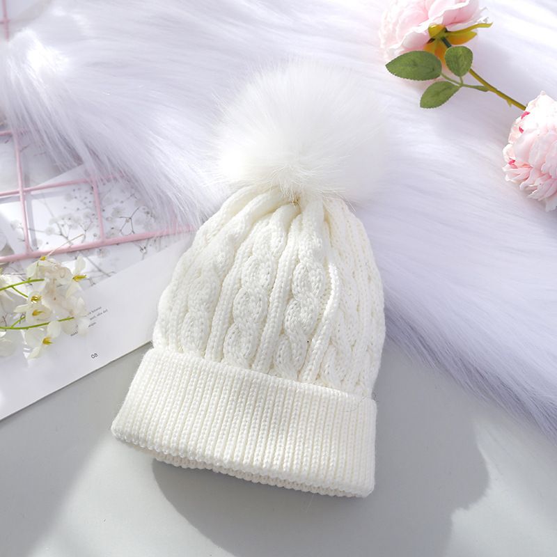 Kids Lányok Pom-pom Decor Beanie Sapka