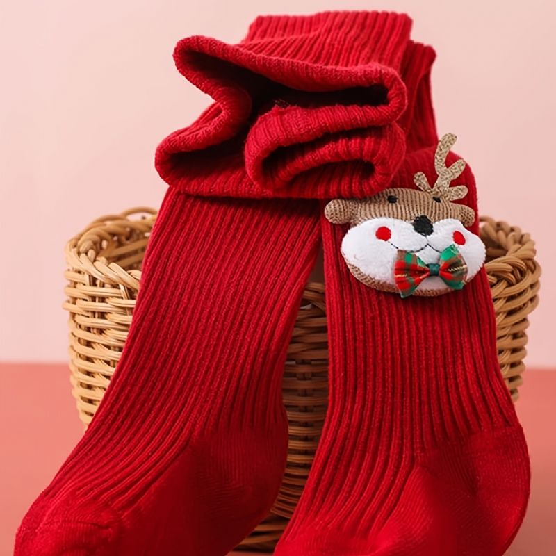 1pár Lányok Elk Christmas Socks Térdig Magasított Zokni