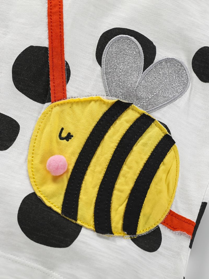 1 Db Lányok Cute Bee Print Patch Hosszú Ujjú Póló Nyakú Crew Télre