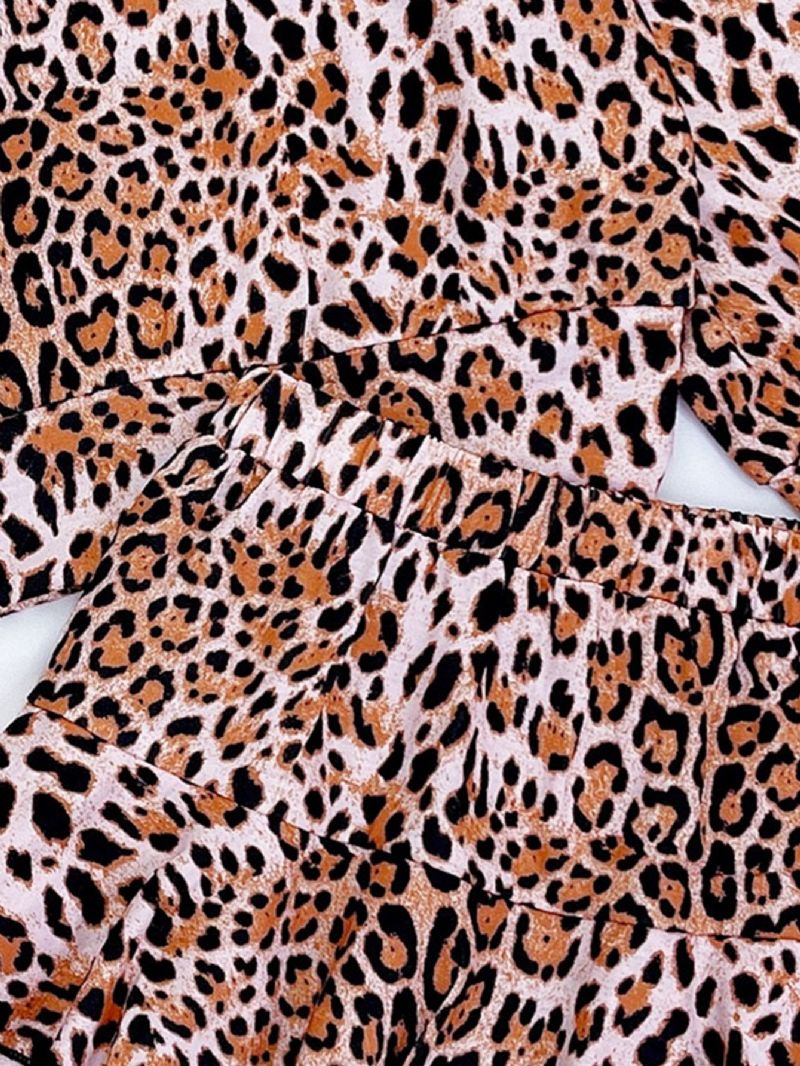 2db Lányok Leopard Print Szoknya Hosszú Ujjú Póló Szett