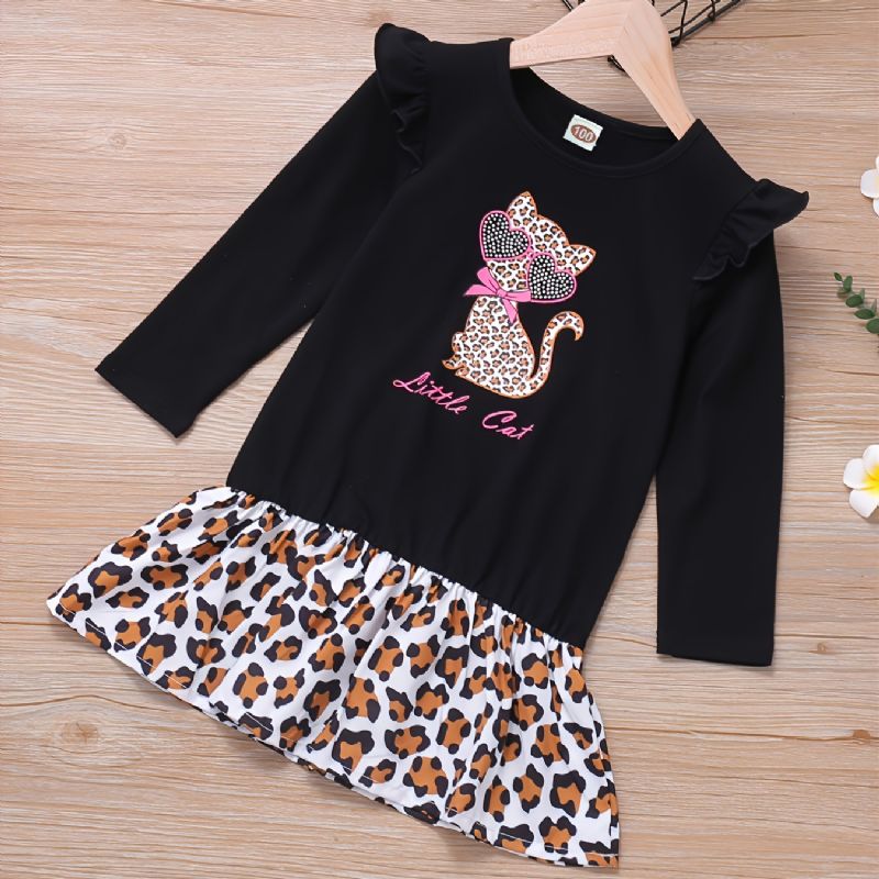 Nyomtatott Cat Leopard Hem Pólóruha