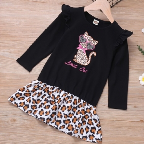 Nyomtatott Cat Leopard Hem Pólóruha