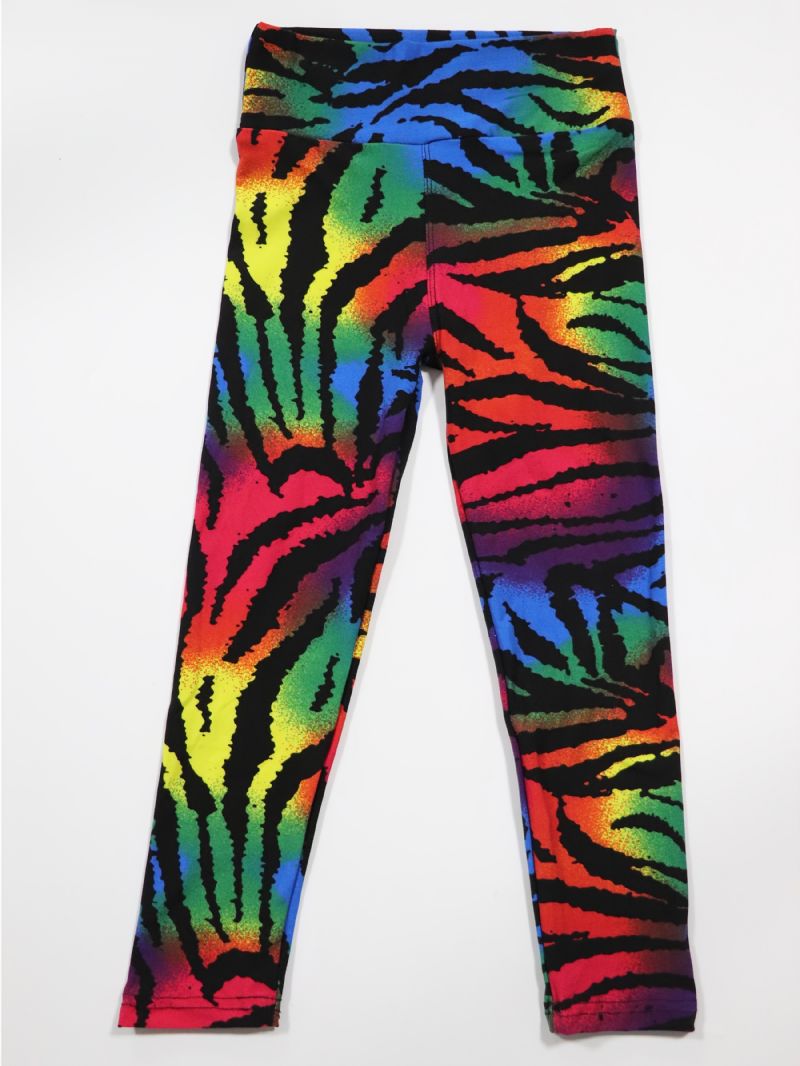 Kids Lányok Black Rainbow Tie Dye Leggings Nyakkendőfesték Stretch Puha Nadrág