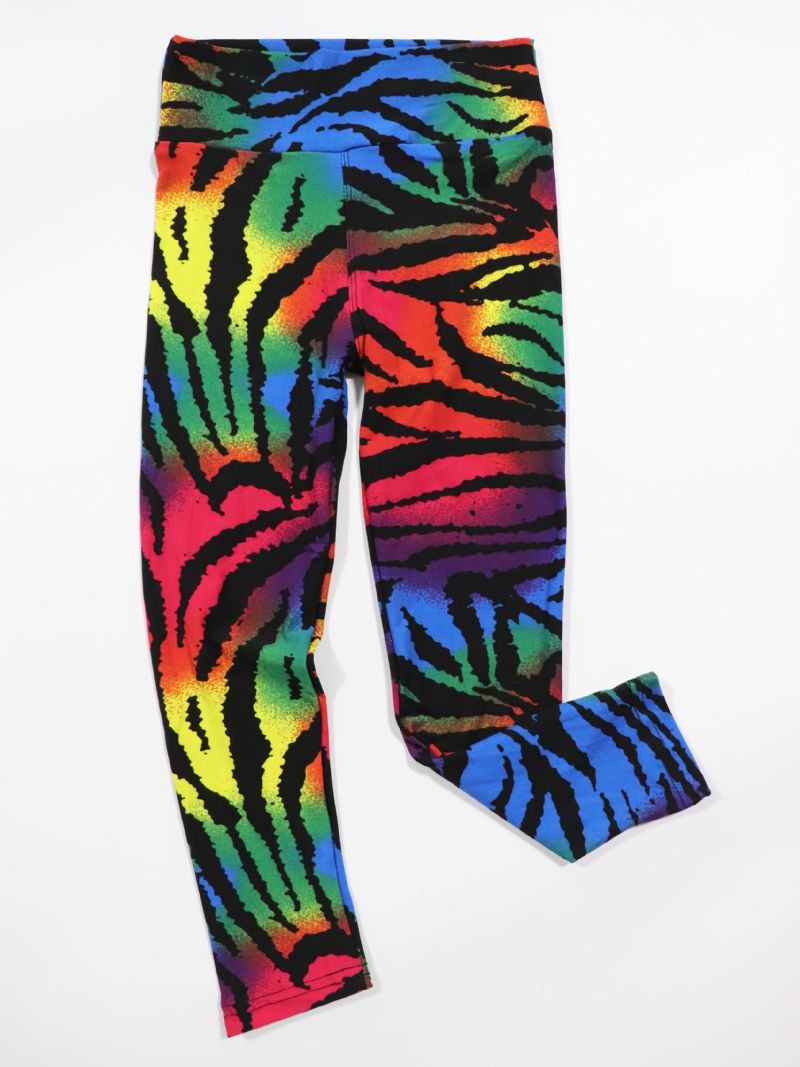 Kids Lányok Black Rainbow Tie Dye Leggings Nyakkendőfesték Stretch Puha Nadrág