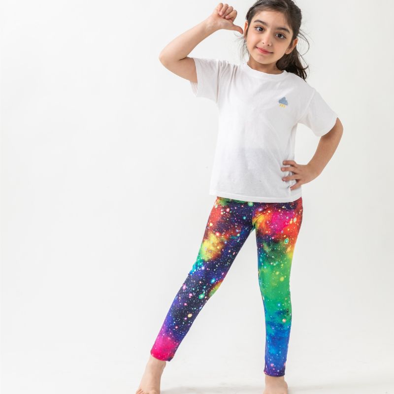 Lányok Galaxy Print Leggings Nagy Sztreccsel