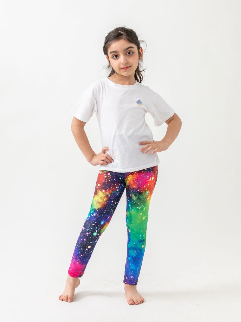 Lányok Galaxy Print Leggings Nagy Sztreccsel