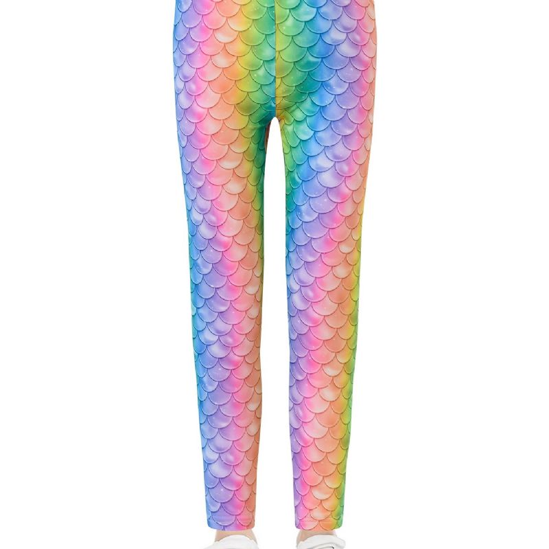 Lányok Rainbow Mermaid Nyomtatott Leggings Jóga Nadrágok Gyerekruhák