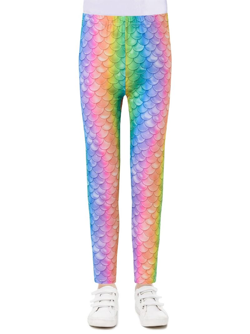 Lányok Rainbow Mermaid Nyomtatott Leggings Jóga Nadrágok Gyerekruhák