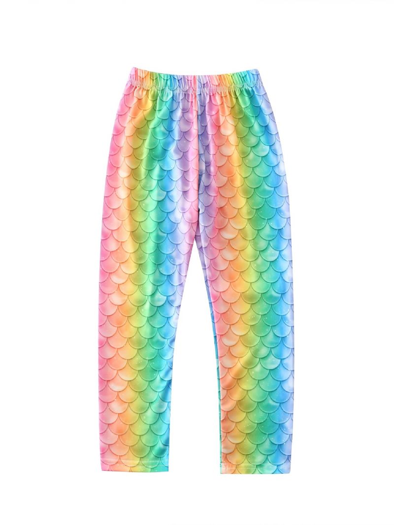 Lányok Rainbow Mermaid Nyomtatott Leggings Jóga Nadrágok Gyerekruhák