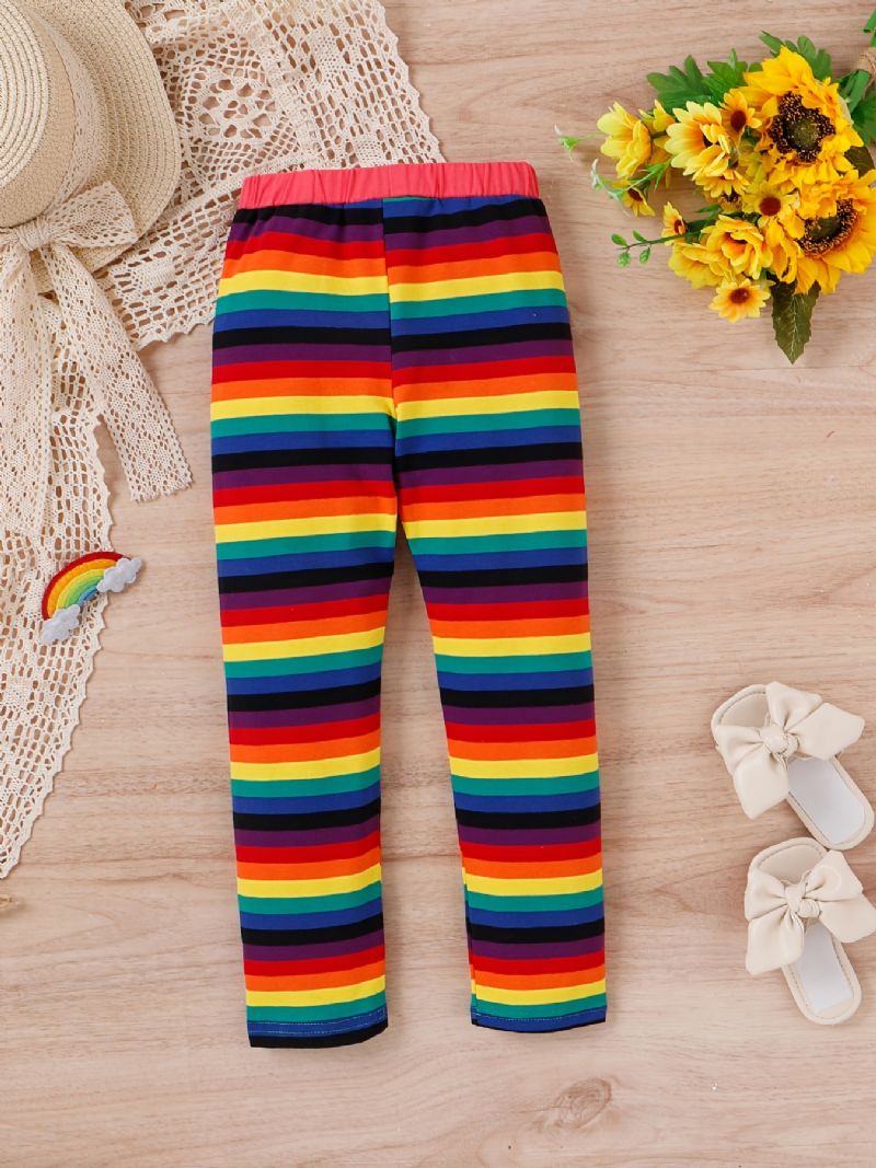 Lányok Rainbow Strip Elasztikus Deréknadrág Leggings Nadrág Gyerek Ruhák