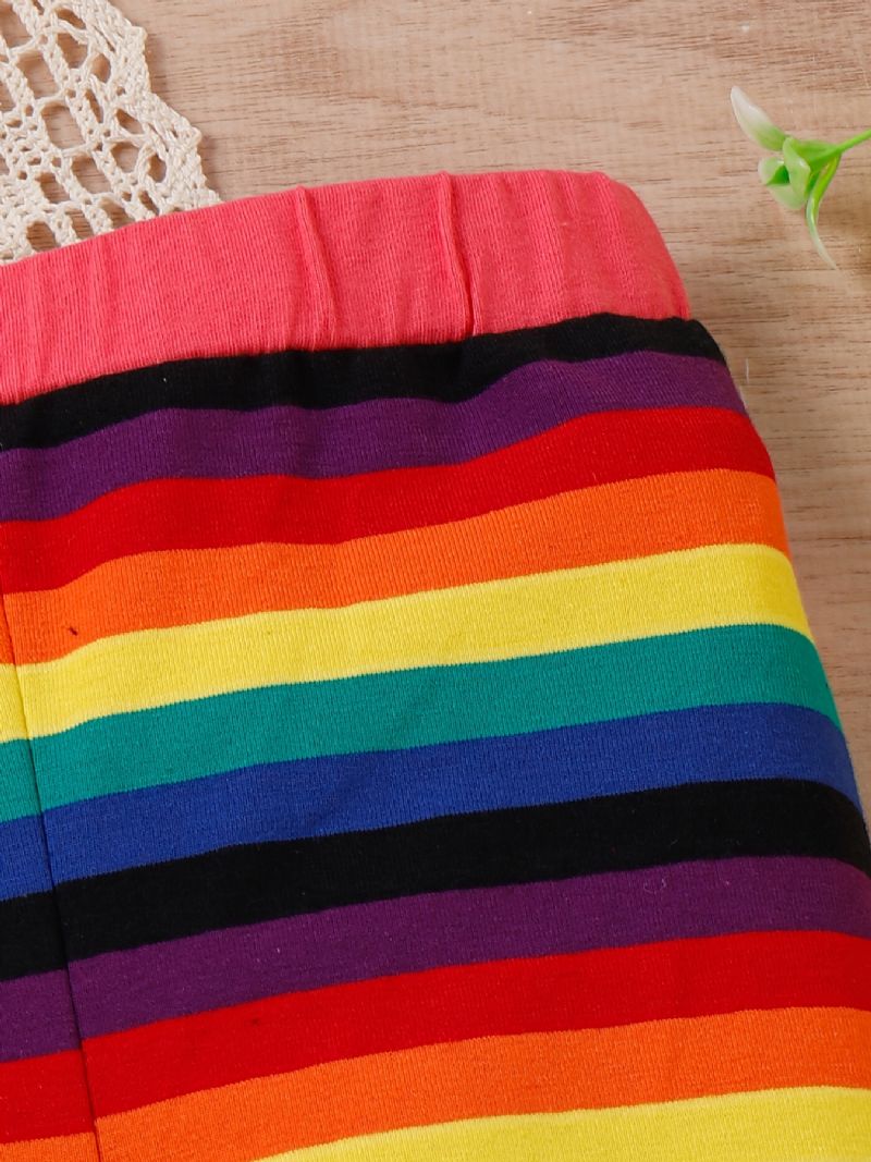 Lányok Rainbow Strip Elasztikus Deréknadrág Leggings Nadrág Gyerek Ruhák