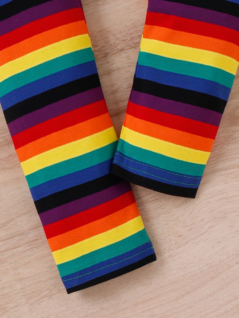 Lányok Rainbow Strip Elasztikus Deréknadrág Leggings Nadrág Gyerek Ruhák