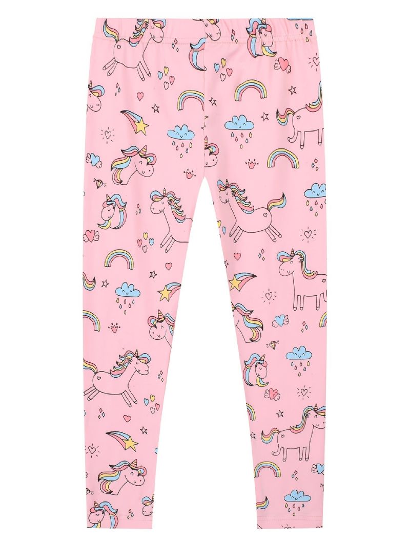 Lányok Stretch Puha Leggings Aranyos Unicorn Full Print Pants Gyerekruhák